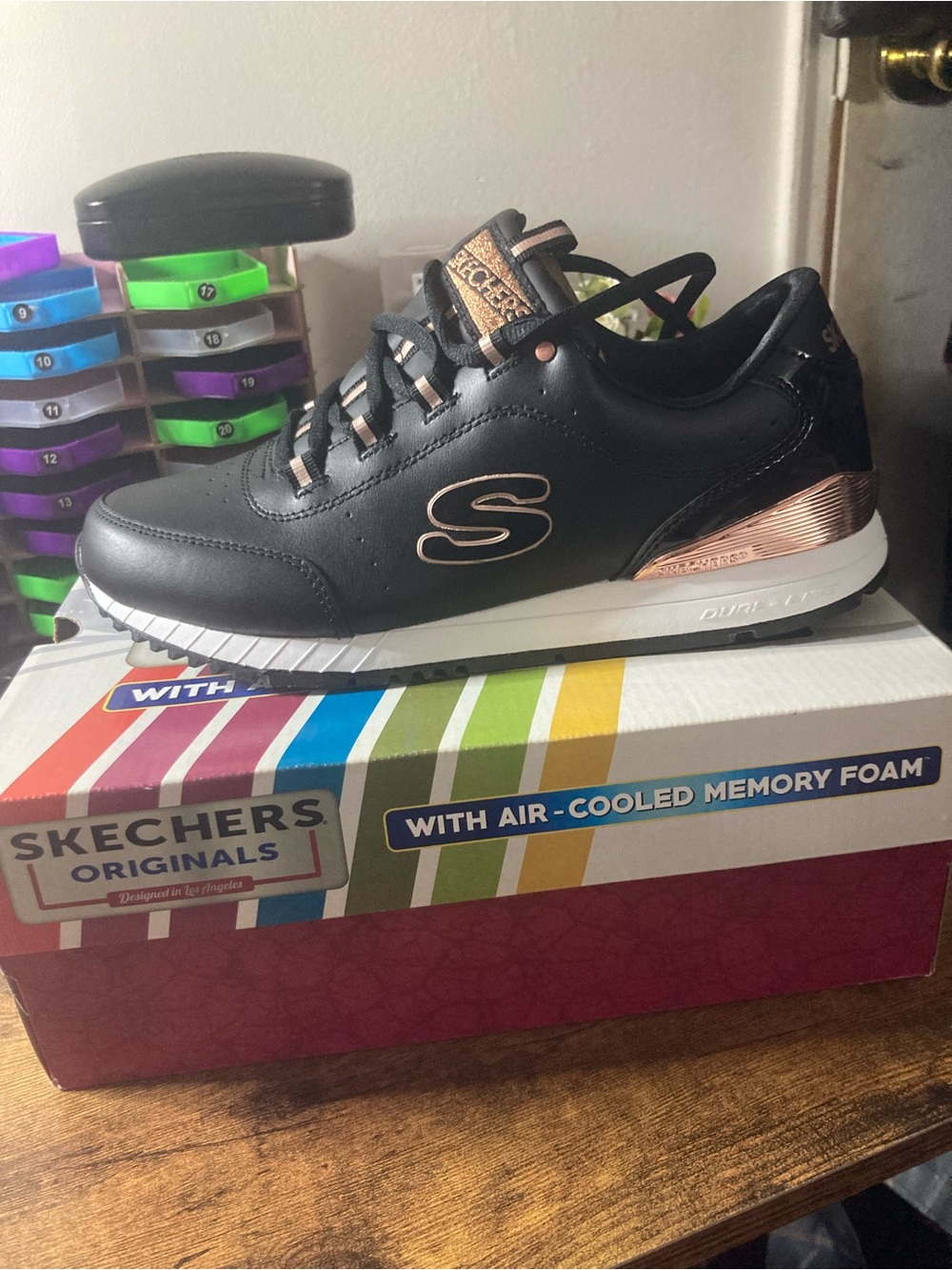 Skechers Black Sneakers with Rose Gold Trim